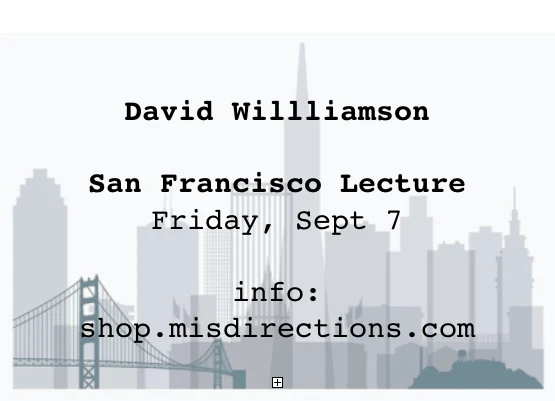 San Francisco Lecture Sept 7